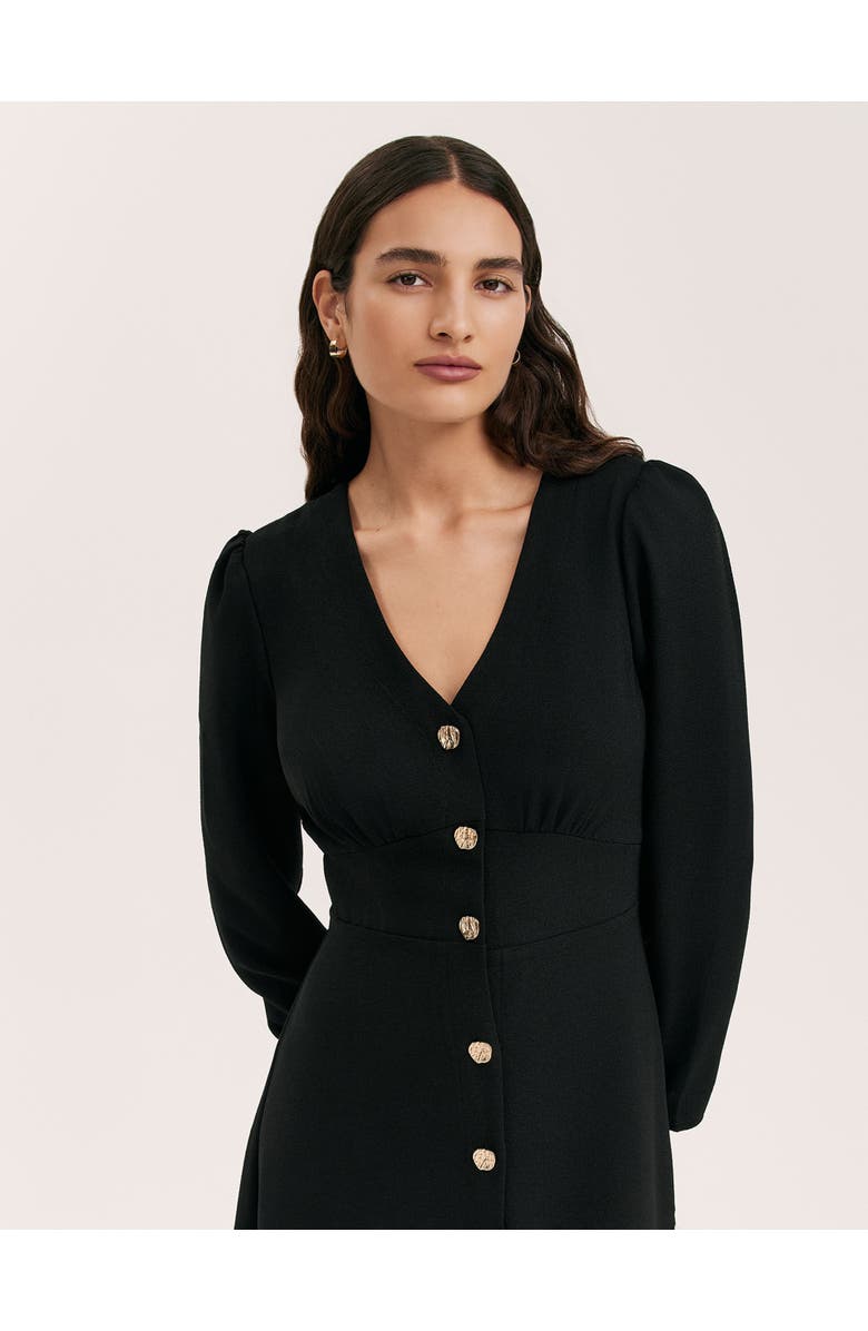 Finery London Caprice Long Sleeve Crepe Midi Dress, Alternate, color, Black