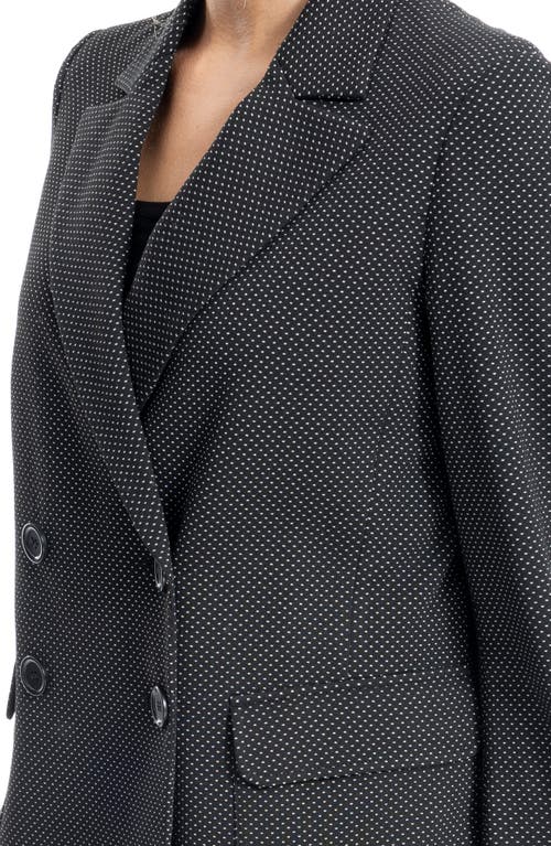 Max Studio Double Breasted Pin Dot Blazer In Black/ivory Pindot