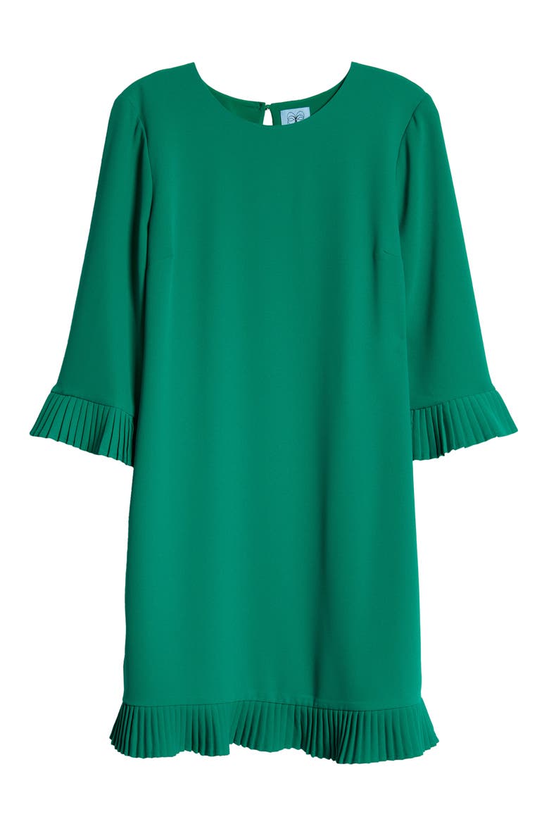 Pleat Detail Moss Crepe Shift Dress, Alternate, color, VIBRANT KELLY