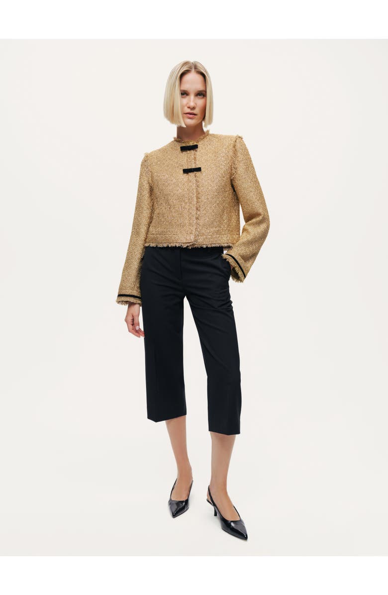 Nocturne Textured Cropped Jacket, Main, color, Gold