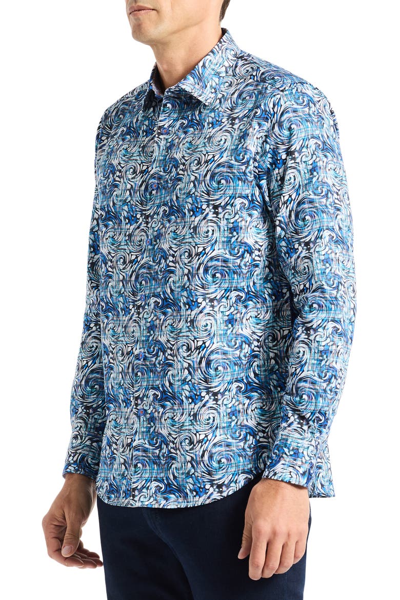 Zeth Long Sleeve Button-Up Shirt, Alternate, color, BLUE MULTI