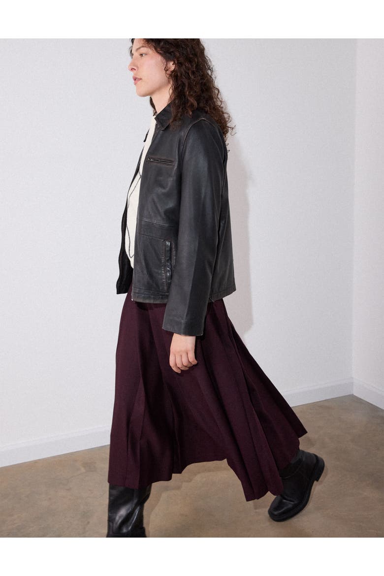 Kate Burnished Leather Jacket, Alternate, color, Brown