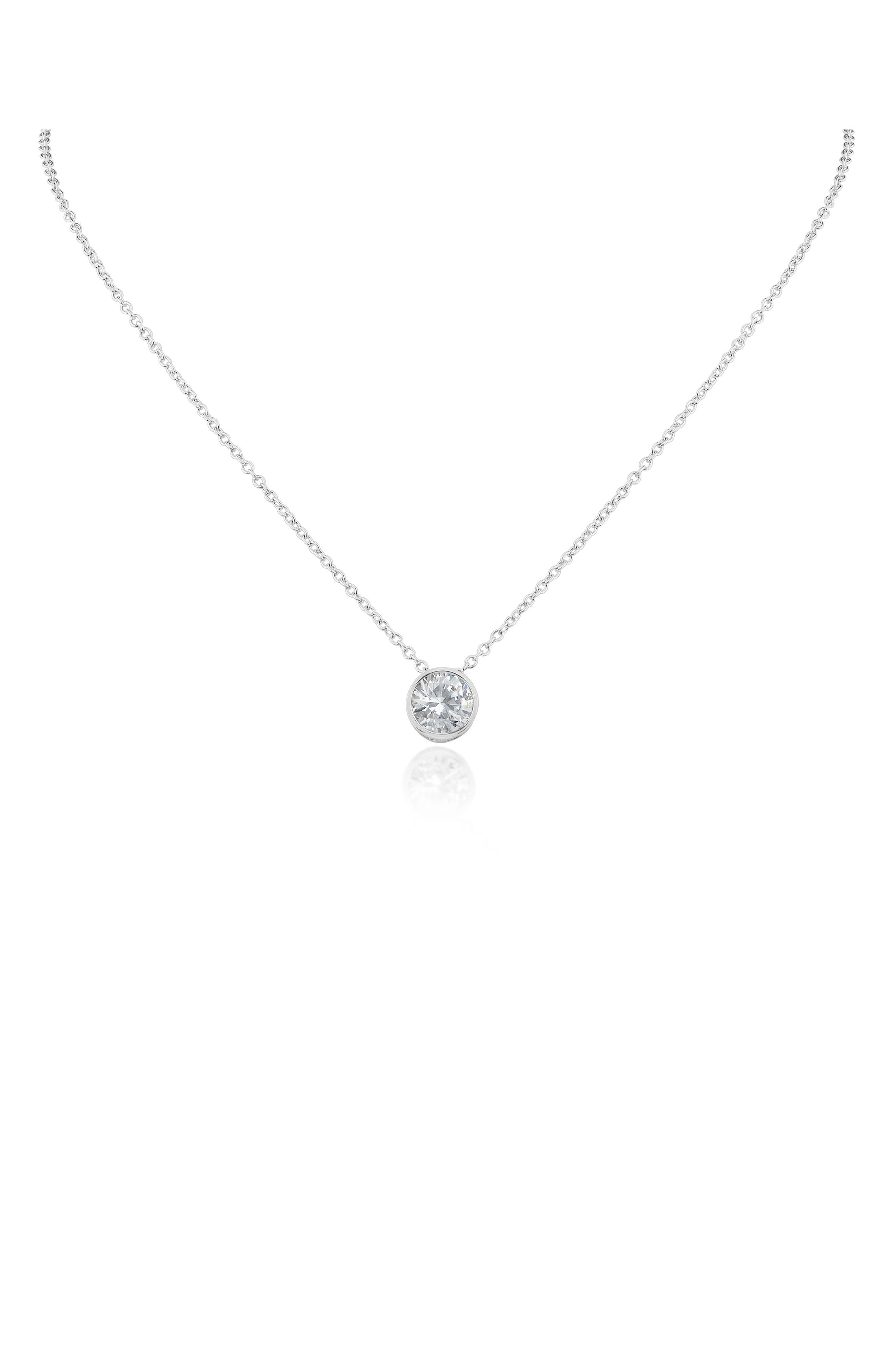 Cubic Zirconia Bezel Pendant Necklace