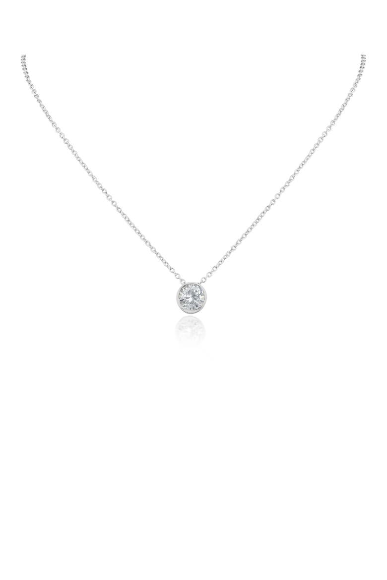 Cubic Zirconia Bezel Pendant Necklace, Main, color, CLEAR SILVER