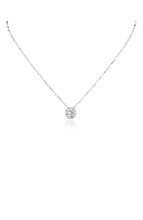 Cubic Zirconia Bezel Pendant Necklace