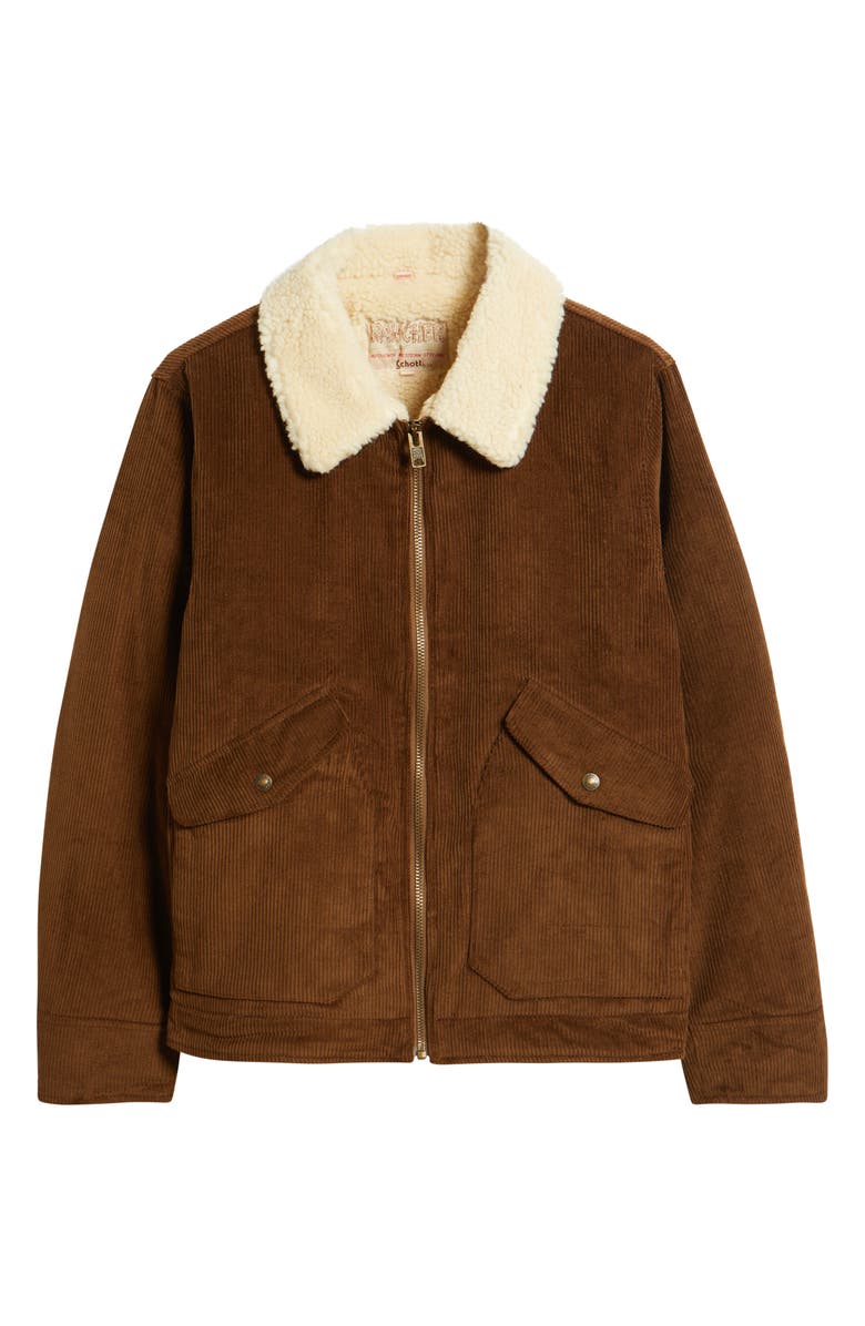 Schott NYC Corduroy Delivery Jacket with High Pile Fleece Collar, Alternate, color, Brown