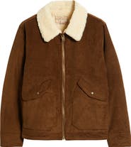 Schott NYC Corduroy Delivery Jacket with High Pile Fleece Collar