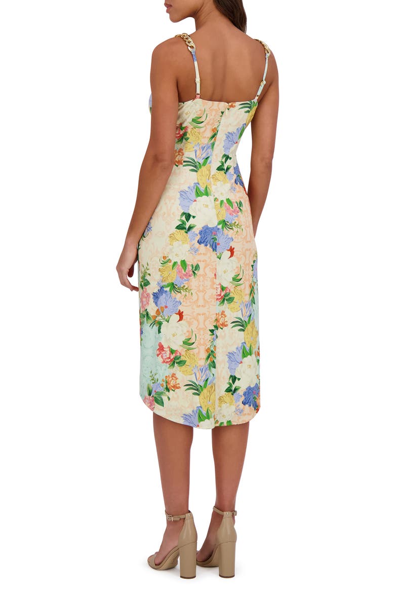 Floral Chain Strap Ruched Body-Con Dress, Alternate, color, BEIGE MULTI