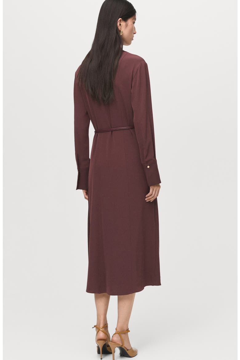 Long Sleeve Belted Shirtdress, Alternate, color, BURGUNDY