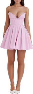 HOUSE OF CB Mar Strapless Corset Fit & Flare Minidress