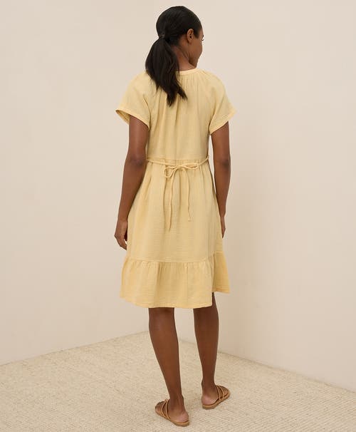 Pact Organic Cotton Coastal Double Gauze Breezy Dress In Yellow
