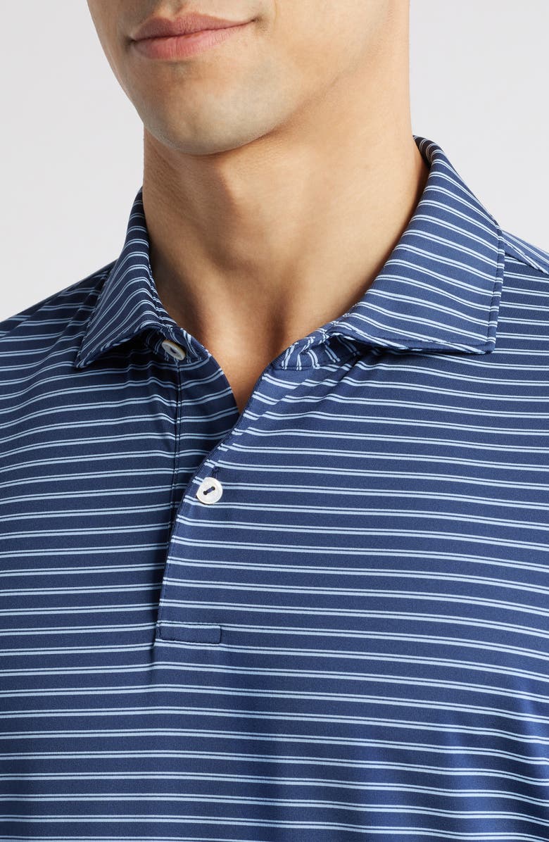 Peter Millar Bridge Stripe Performance Jersey Polo, Alternate, color, Navy