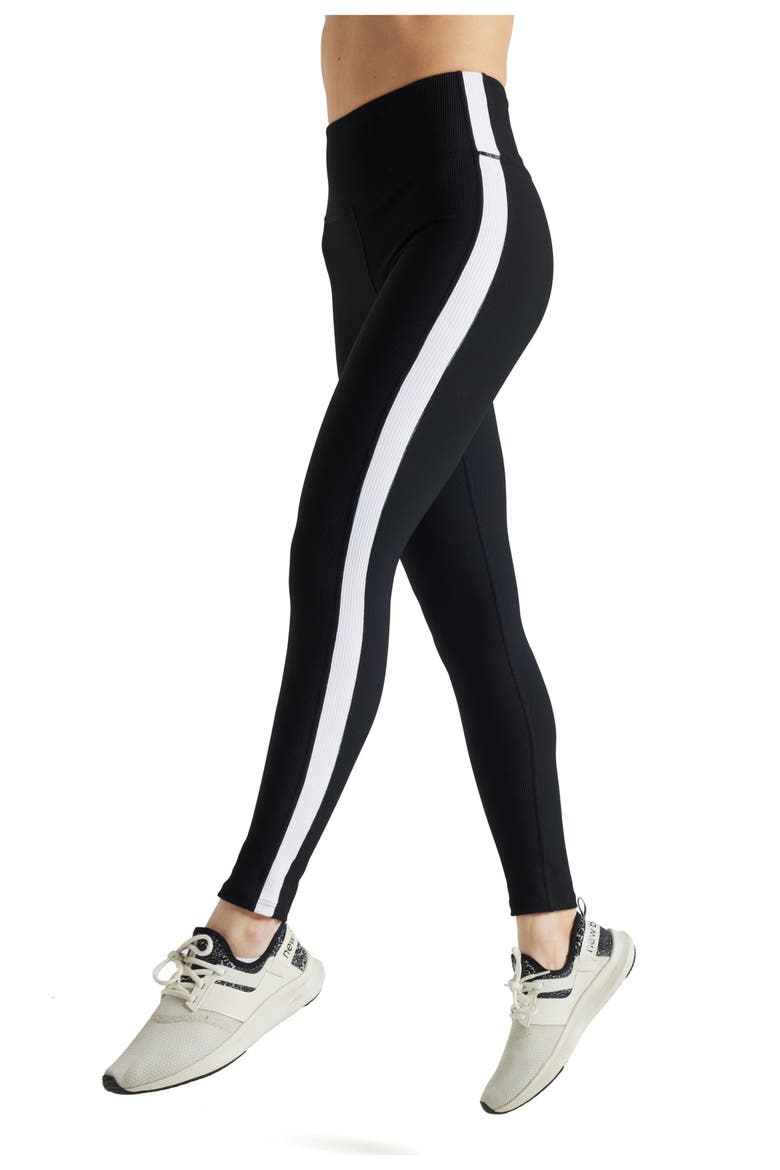 Color Block Rib Legging, Alternate, color, Black/White