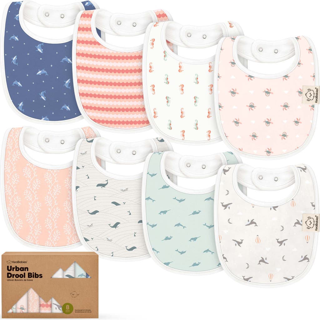Keababies 8-pack Baby Drool Bibs In Blue