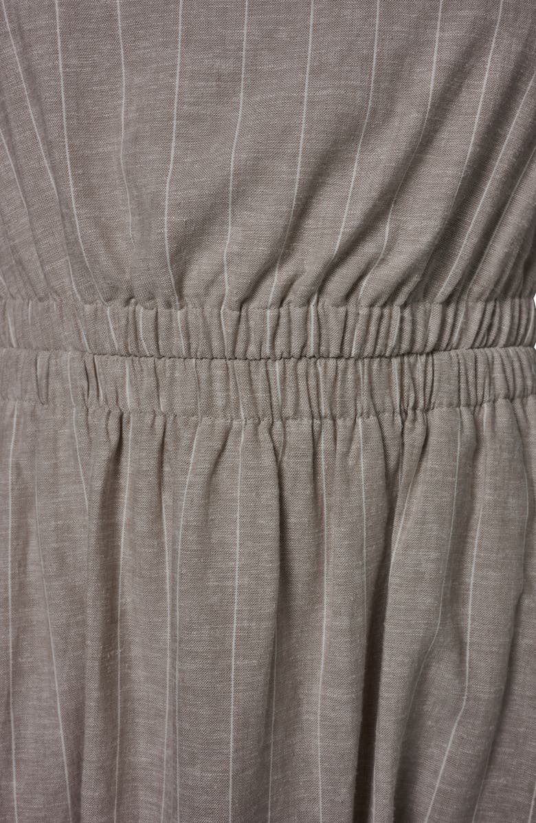 DONNA KARAN WEEKEND Stripe Linen Blend Midi Dress, Alternate, color, Tuscan Grey