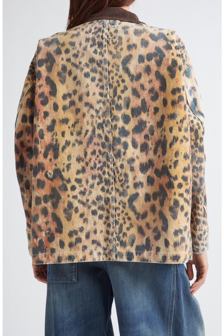 Relaxed Leopard Print Chore Jacket, Alternate, color, VINTAGE ORANGE LEOPARD