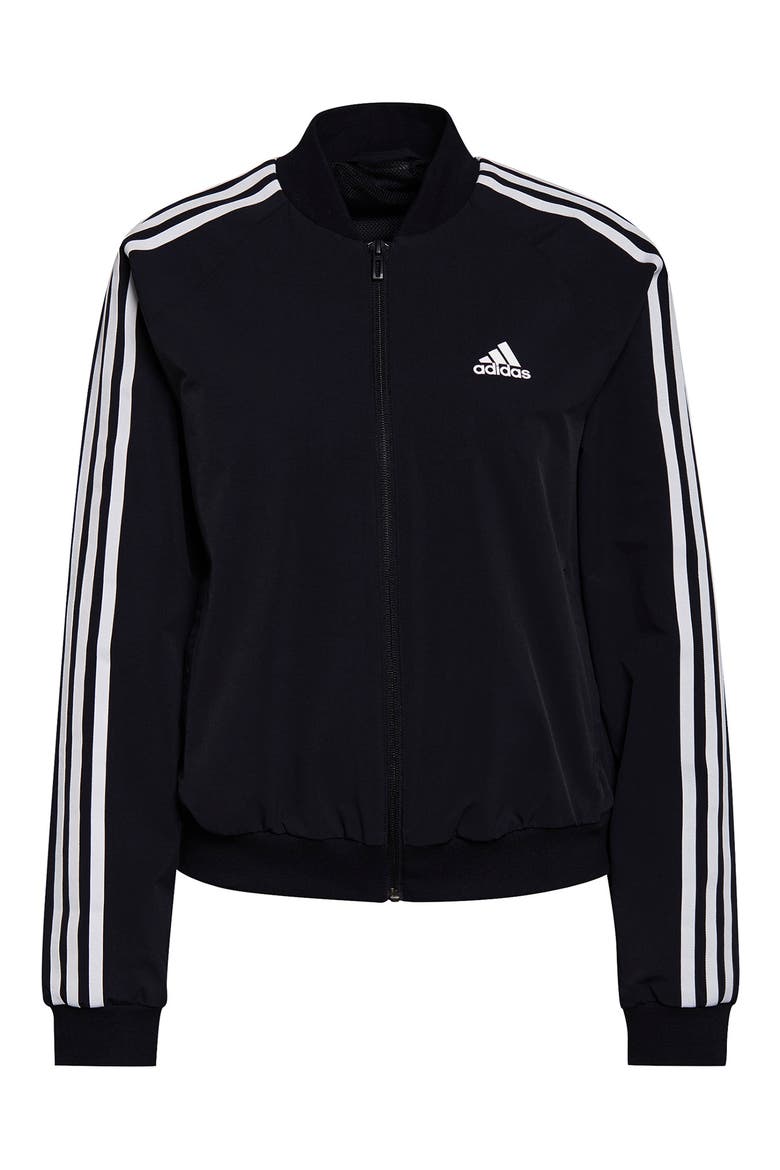 Essentials 3-Stripes Track Jacket, Main, color, BLACK/WHITE