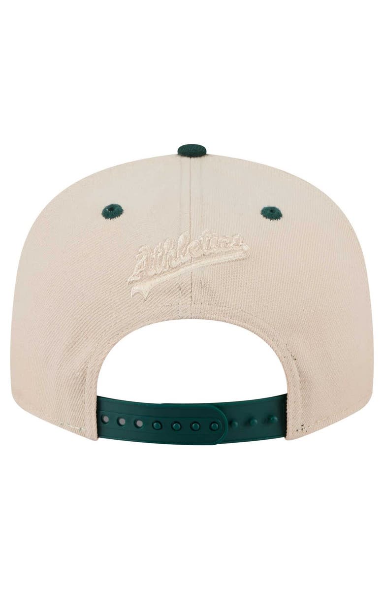 New Era Men's New Era Cream/Green Athletics Team Art 9FIFTY Snapback Hat, Alternate, color, 
