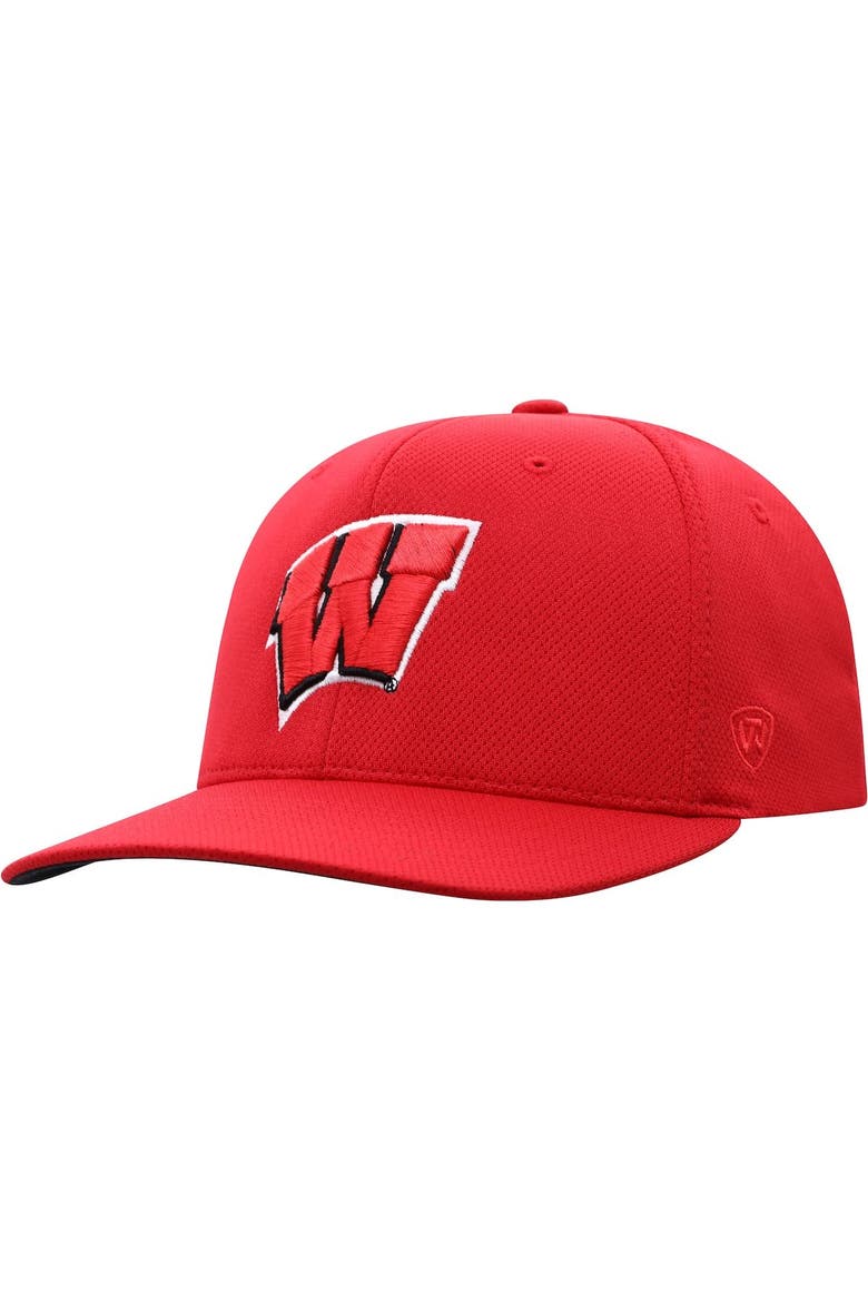 Men's Top of the World Red Wisconsin Badgers Reflex Logo Flex Hat, Main, color, Red