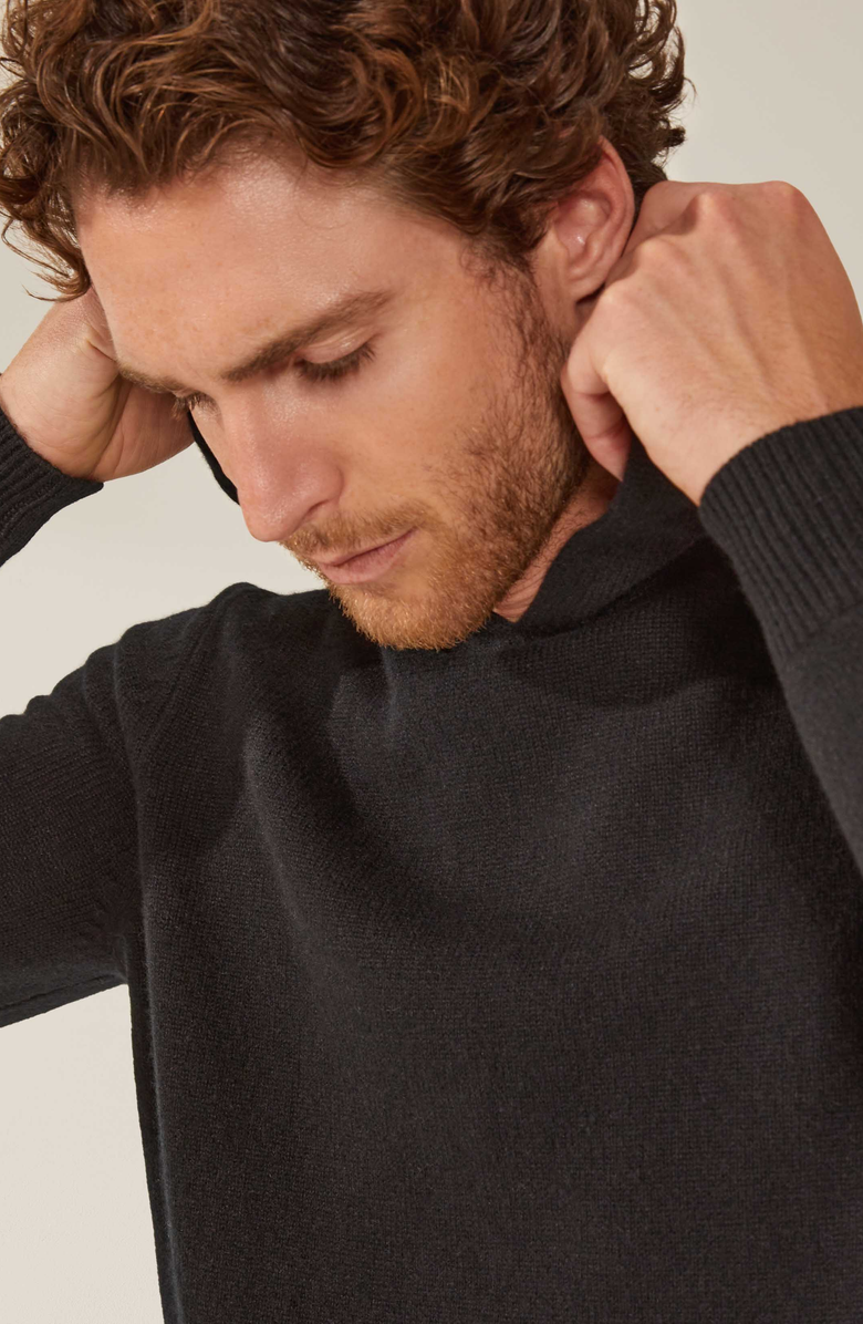 Italic Jasper Cashmere Hoodie, Alternate, color, Black