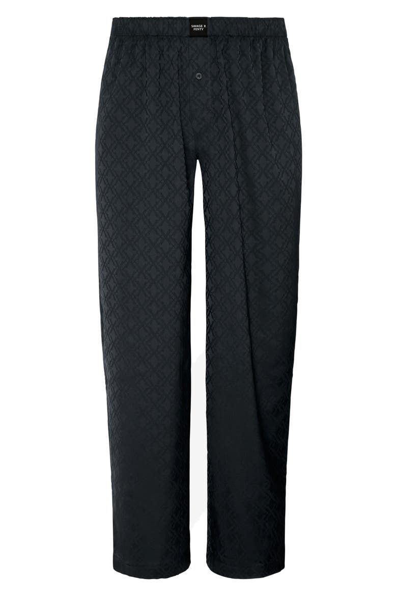 Savage X Satin Jacquard Sleep Pants, Main, color, BLACK CAVIAR X HATCH JACQUARD