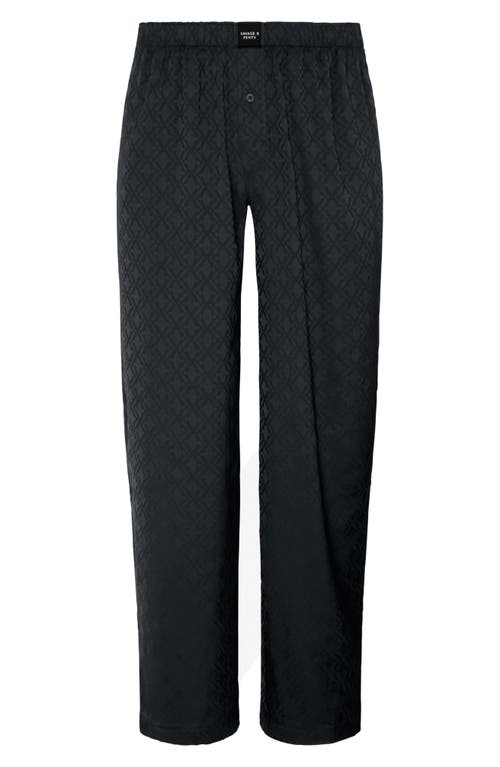 Savage X Fenty Savage X Satin Jacquard Sleep Pants In Black