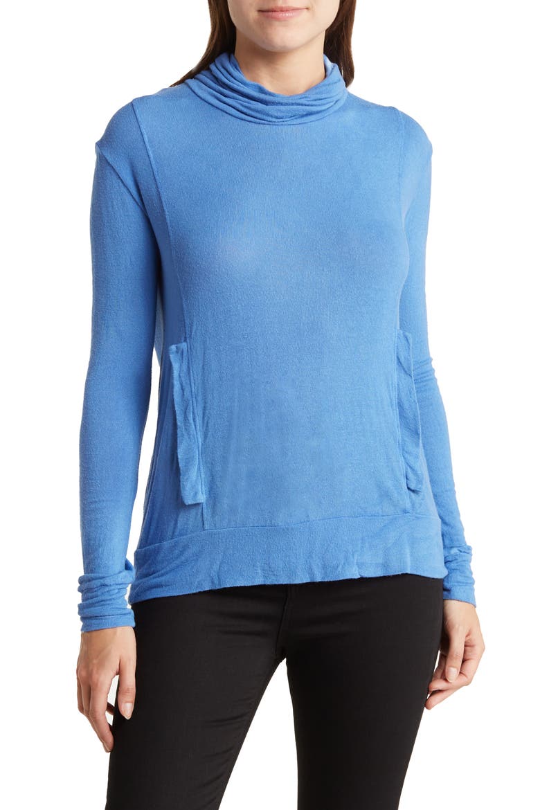 Turtleneck Banded Sweater, Main, color, BLUE PERENNIAL