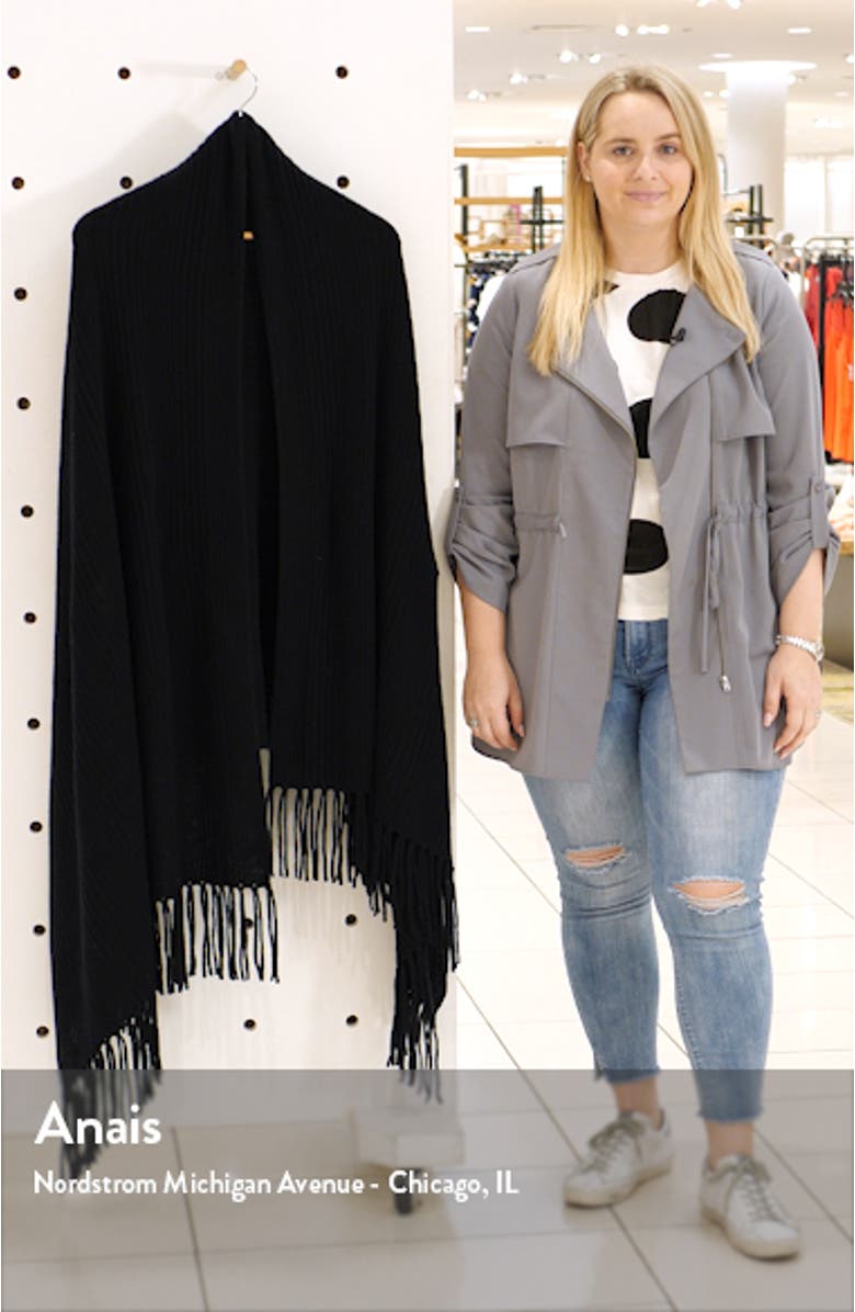 Rib Cashmere Fringe Wrap, sales video thumbnail