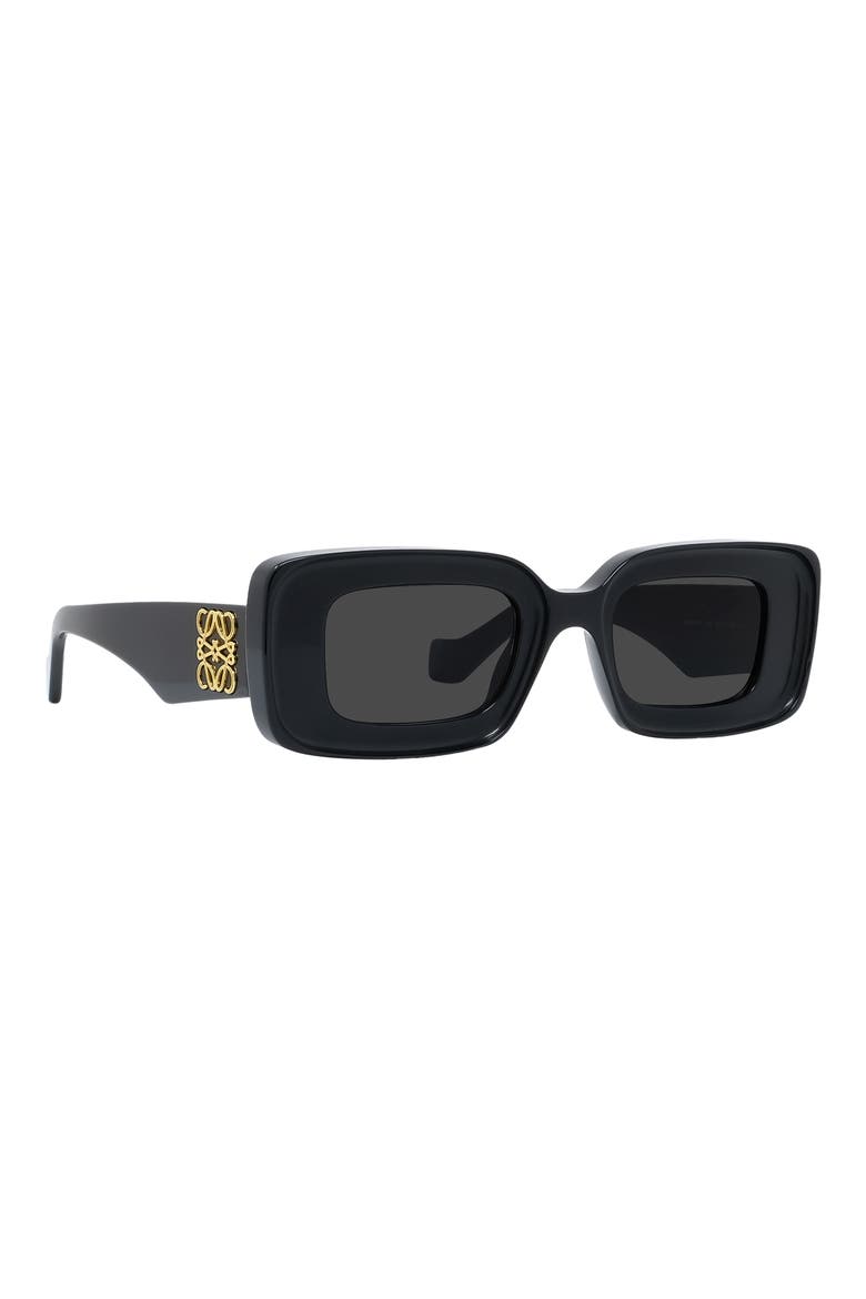 Chunky Anagram 46mm Rectangular Sunglasses, Alternate, color, SHINY BLACK / SMOKE