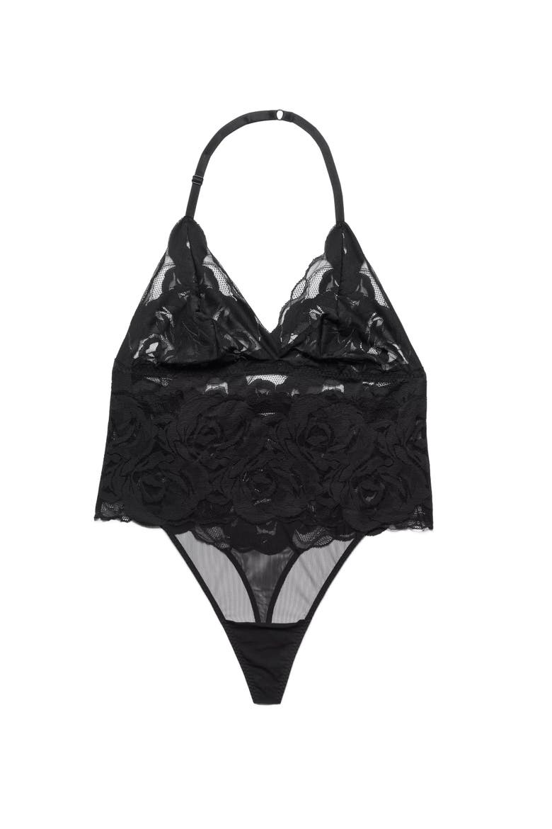 Esme Lace Bodysuit Lingerie, Alternate, color, Black