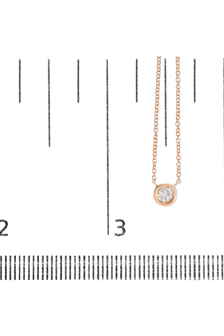 10K Rose Gold 1/2 Carat Diamond Modern Bezel-Set Solitaire Pendant Necklace, Alternate, color, Pink