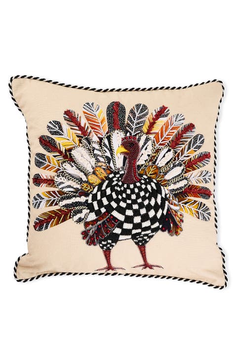 Checked Turkey Throw Pillow