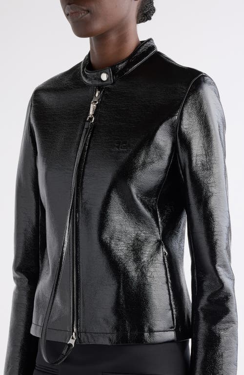 Courrèges Black Cotton Jacket With High Collar And Zip In Black