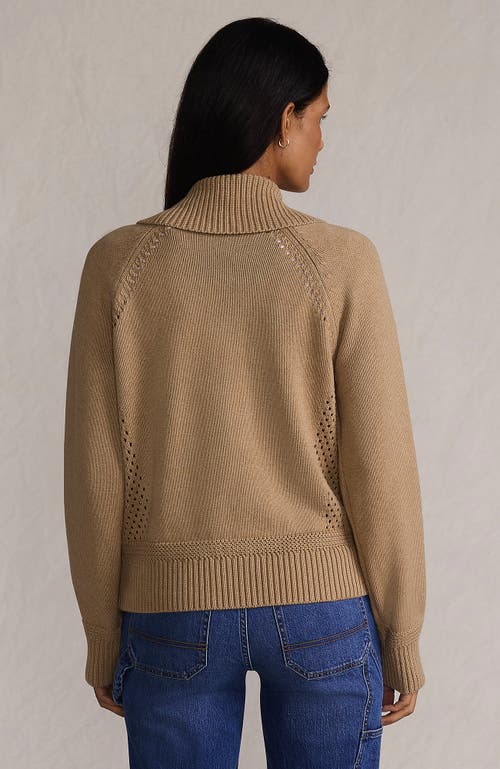 Lands' End Drifter Large Collar Zip Front Cardigan Sweater In Brown
