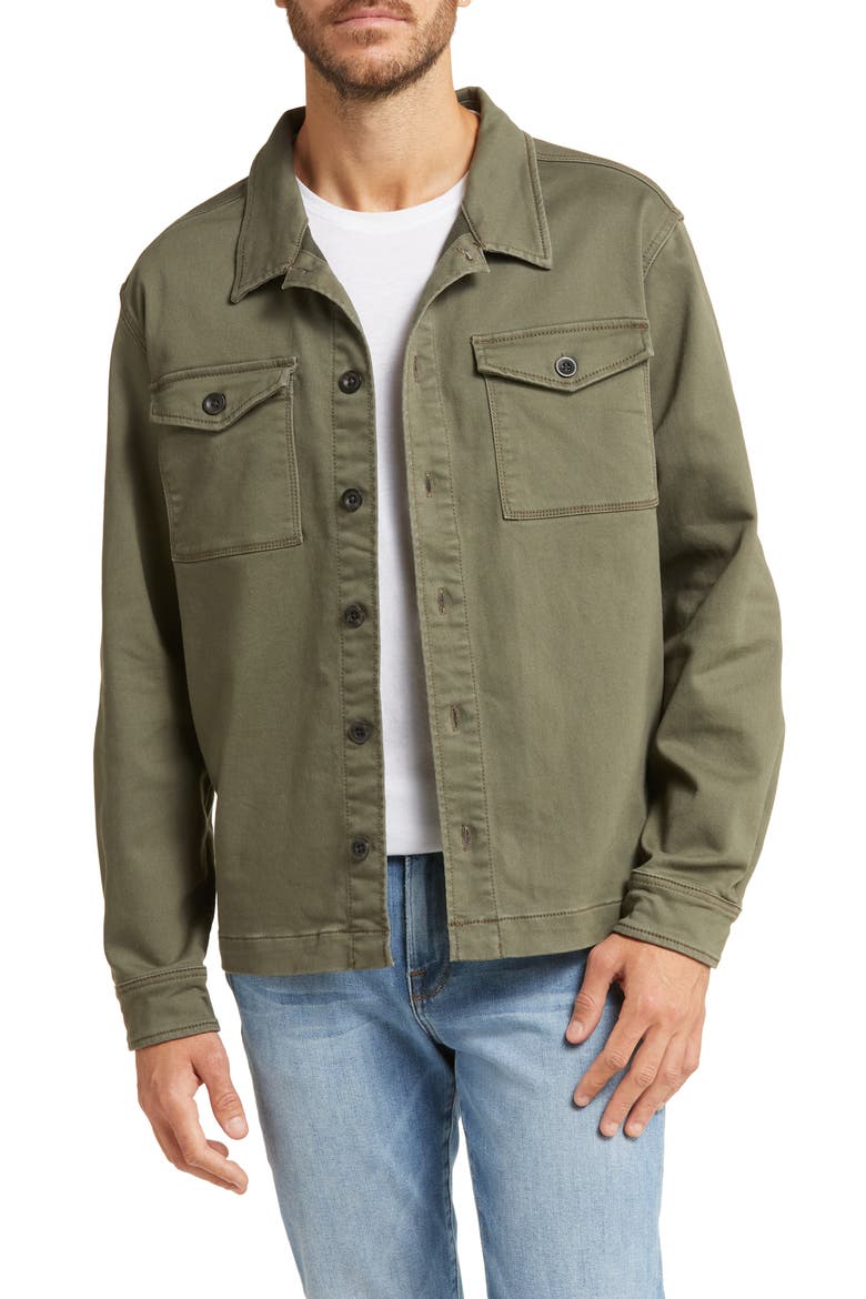 Lounge Twill Knit Shirt Jacket, Main, color, MILITARY