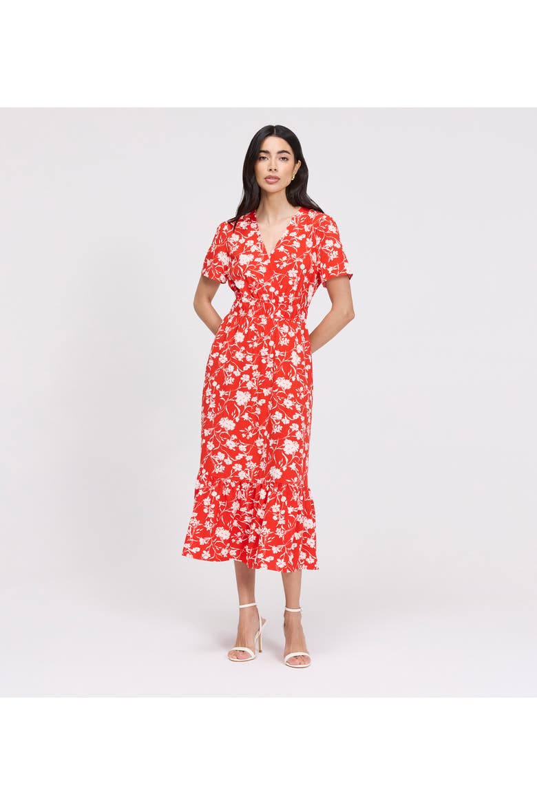 Deena Wrap Midi Dress, Alternate, color, Red Floral