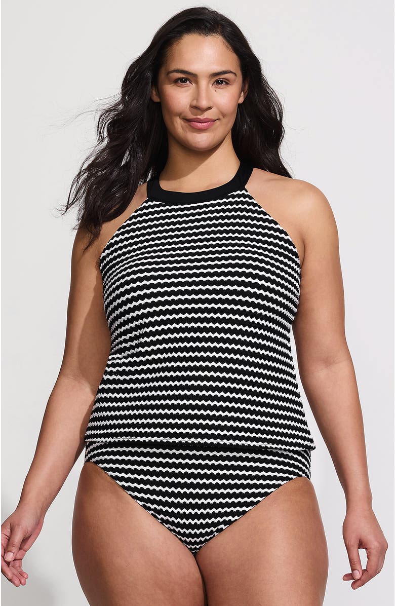 Lands' End Crochet High Neck Tankini Top, Main, color, 