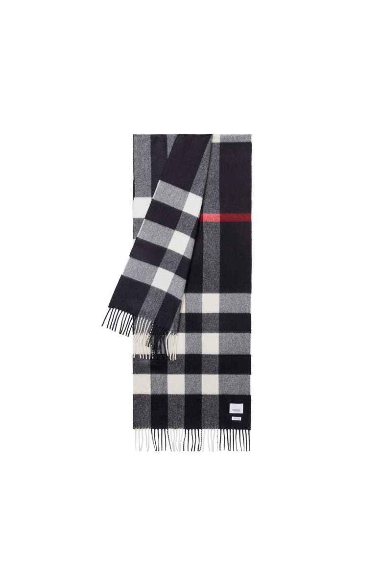 Burberry Check Cashmere Scarf, Main, color, Navy
