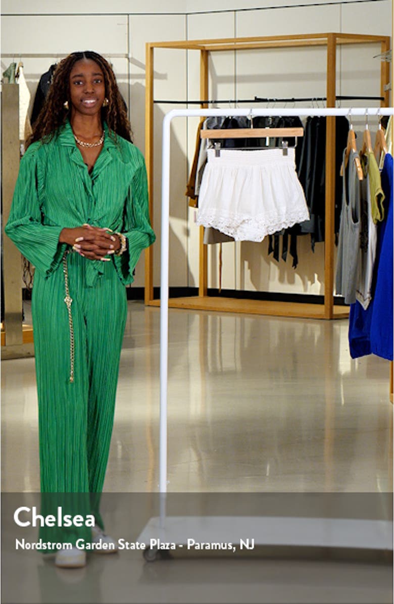 Smocked Waist Lace Hem Cotton Shorts, sales video thumbnail