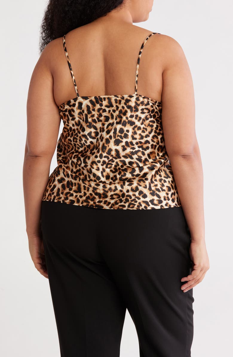 Renee C Leopard Print Satin Camisole, Alternate, color, Chocolate