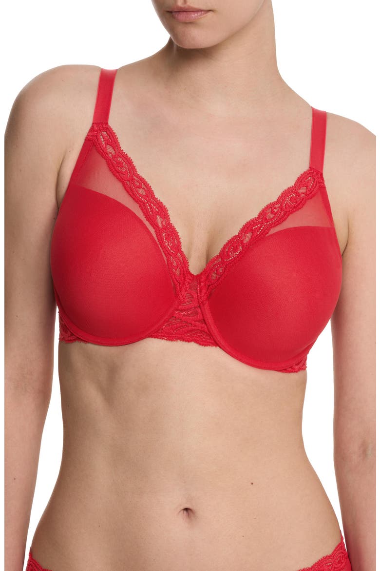 Feathers Full Figure Plunge T-Shirt Bra, Main, color, BONFIRE