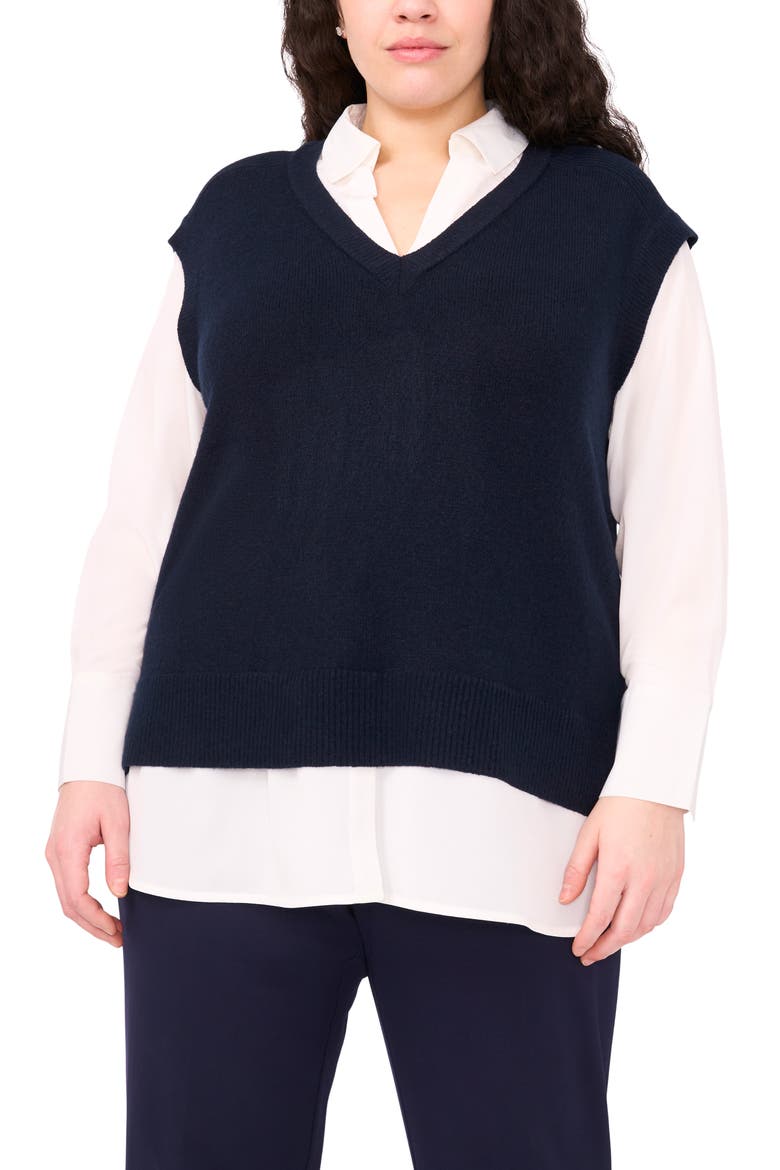 Layered Look Sweater Vest, Main, color, NAVY DEPTHS