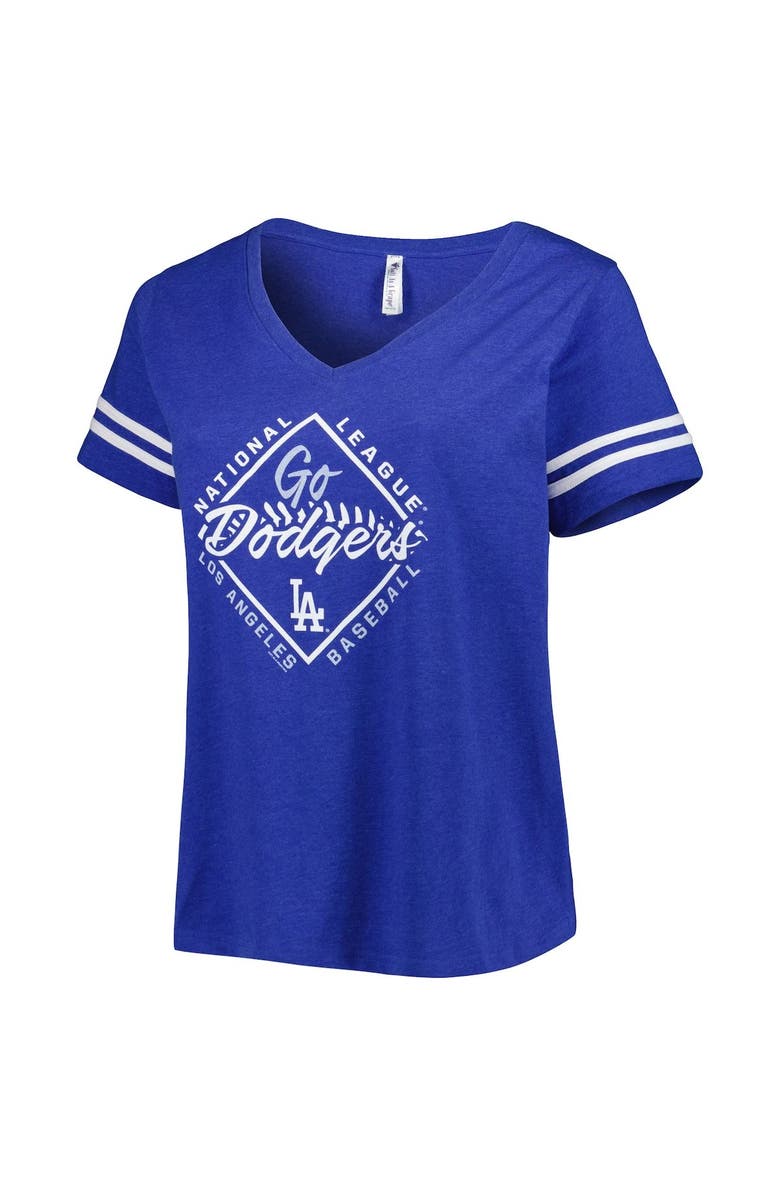 SOFT AS A GRAPE Women's Soft as a Grape Royal Los Angeles Dodgers Plus Size V-Neck Jersey T-Shirt, Alternate, color, 