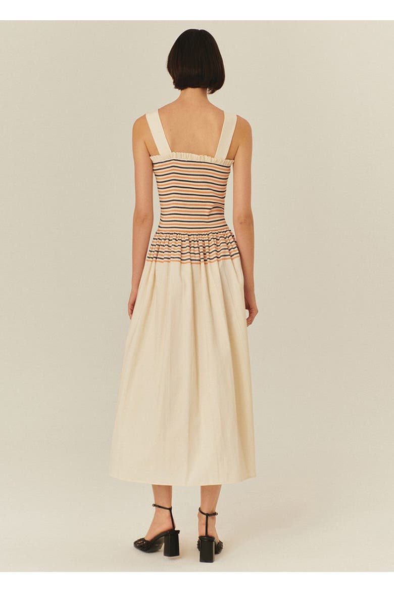 Opal Midi Dress, Alternate, color, Orange Striped