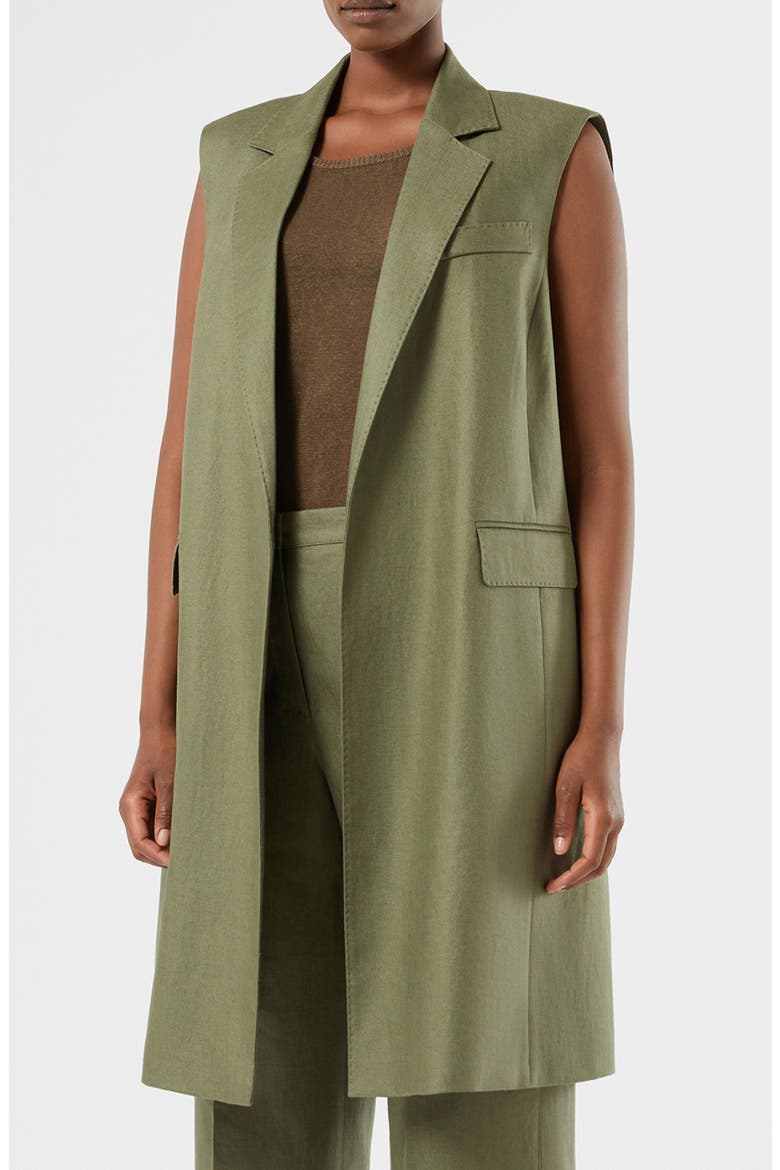 Mallo Long Linen Vest, Main, color, OLIVE GREEN