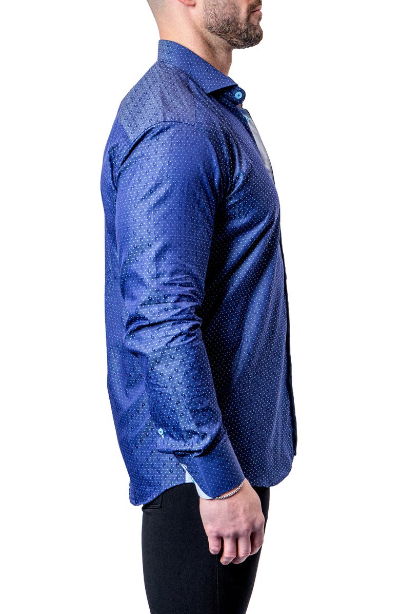 Maceoo Einstein Dot Paisley Blue Contemporary Fit Button-Up Shirt, Alternate, color, Blue