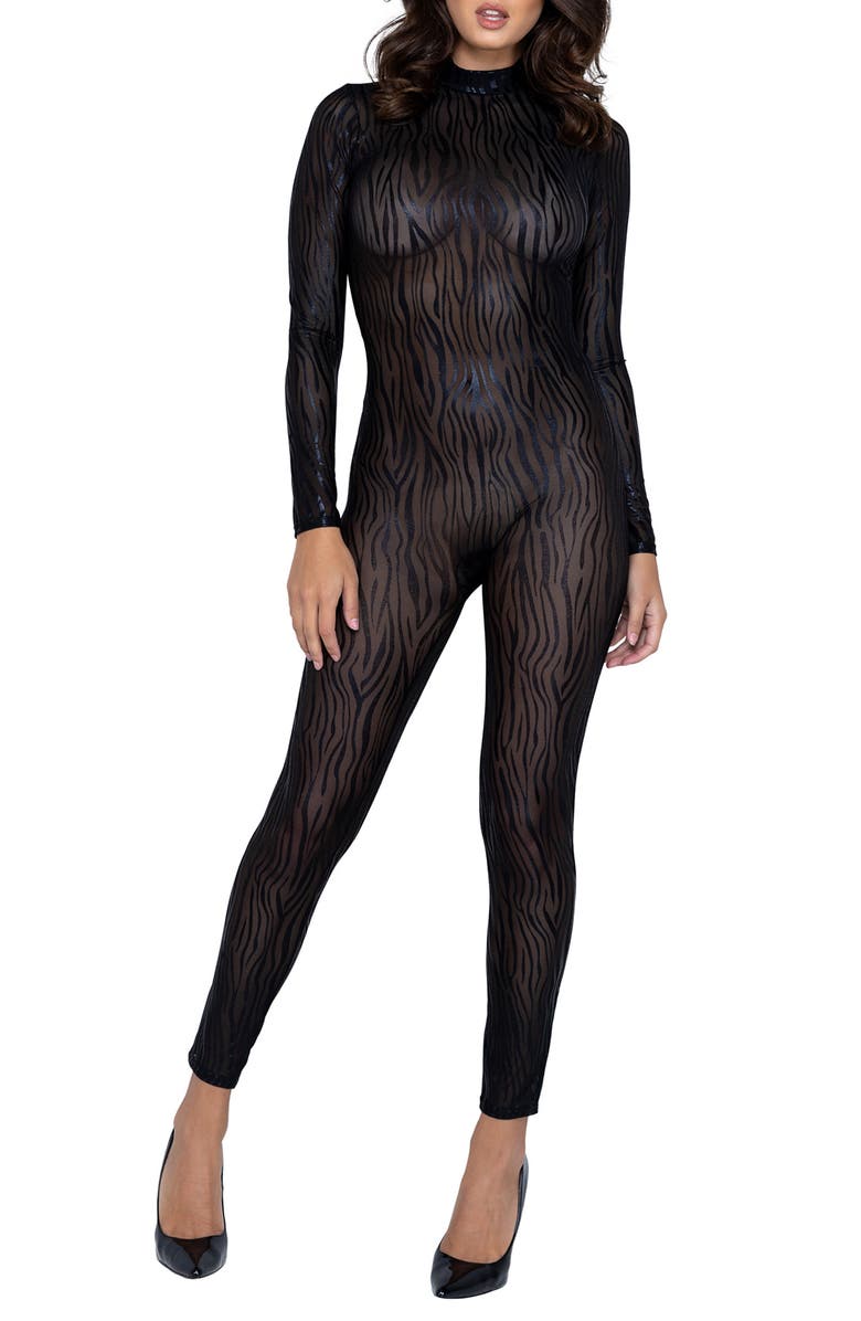 Roma Confidential Wild Stripe Long Sleeve Catsuit, Main, color,