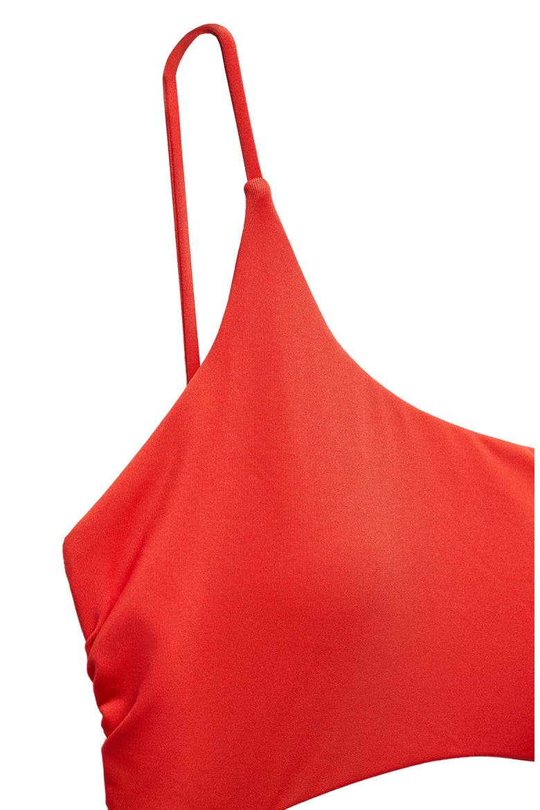 Cutout One-Shoulder One-Piece Swimsuit, Alternate, color, RED