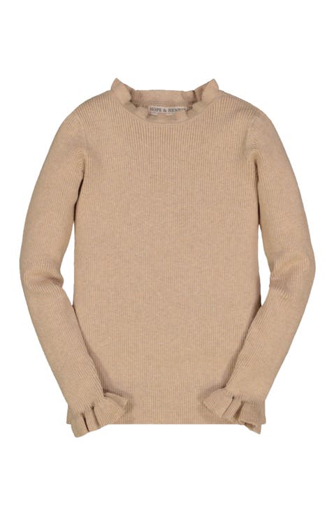 Baby Girls' Organic Ruffle Rib Knit Sweater Top, Infant