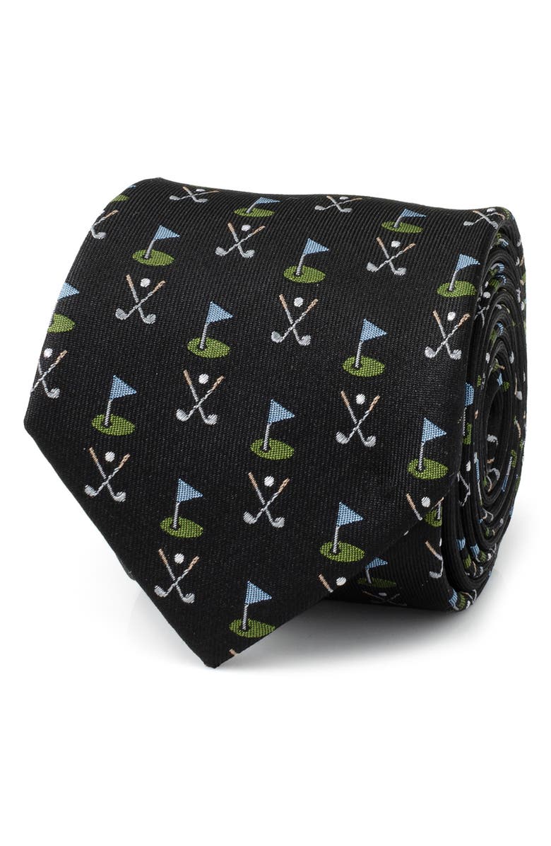 Cufflinks, Inc. Golf Course Silk Tie, Alternate, color, Black